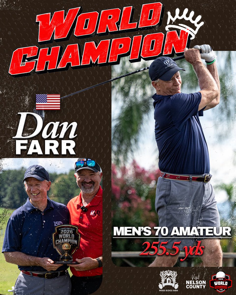 ULDChampionship's tweet photo. Dan Farr is your Men’s 70 Amateur 2026 World Champion🏆🇺🇸
#ULD #ultimatelongdrive https://t.co/T9UpdJahlH