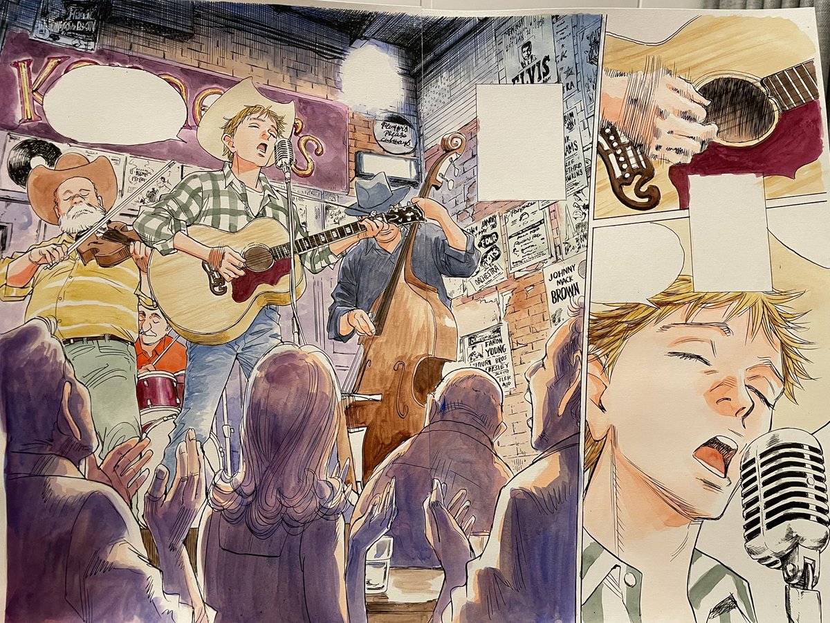 urasawa_naoki's tweet photo. 画用紙に絵の具塗りは後戻りできませんから、前へ前へ行くしかありません。 https://t.co/ffsmQeVqpS