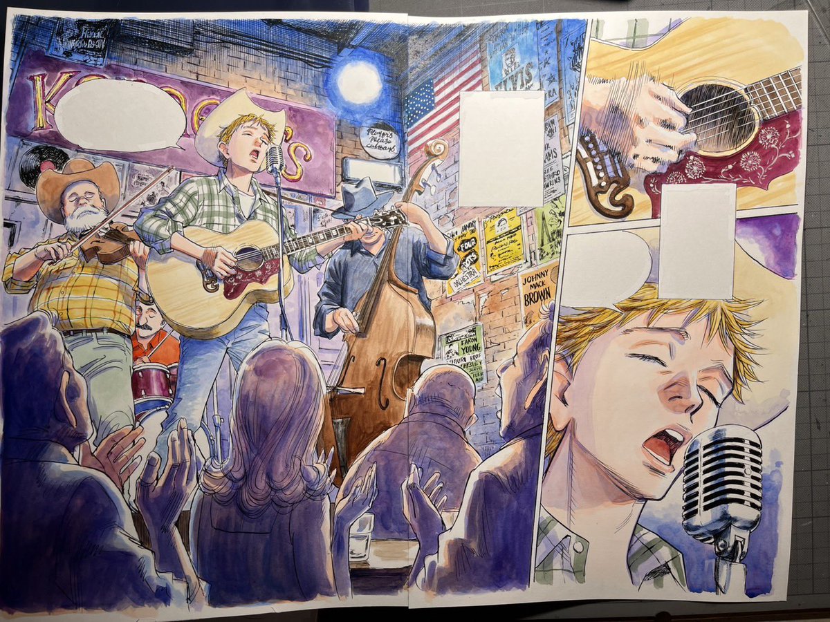 urasawa_naoki's tweet photo. 画用紙に絵の具塗りは後戻りできませんから、前へ前へ行くしかありません。 https://t.co/ffsmQeVqpS