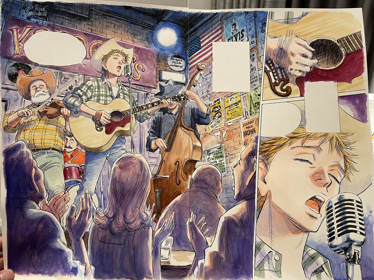 urasawa_naoki's tweet photo. 画用紙に絵の具塗りは後戻りできませんから、前へ前へ行くしかありません。 https://t.co/ffsmQeVqpS