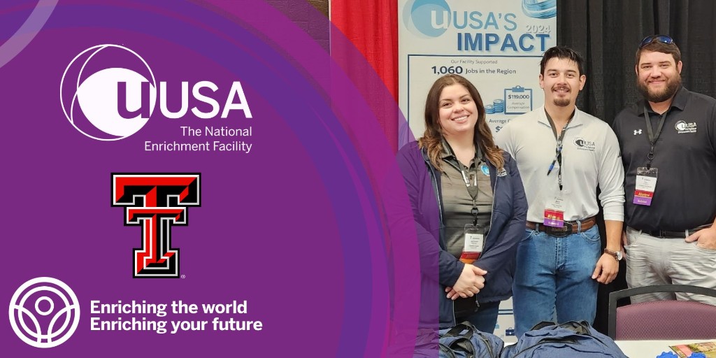 urencousa's tweet photo. 🎓 Our recruiting team had a great time meeting students at @TexasTech and @utpb!

Thanks to everyone who stopped by to learn about careers at Urenco USA and opportunities in the clean energy industry. ⚛️

#UrencoUSA #CampusRecruiting #CleanEnergy #FutureTalent https://t.co/scAnCnZfjM
