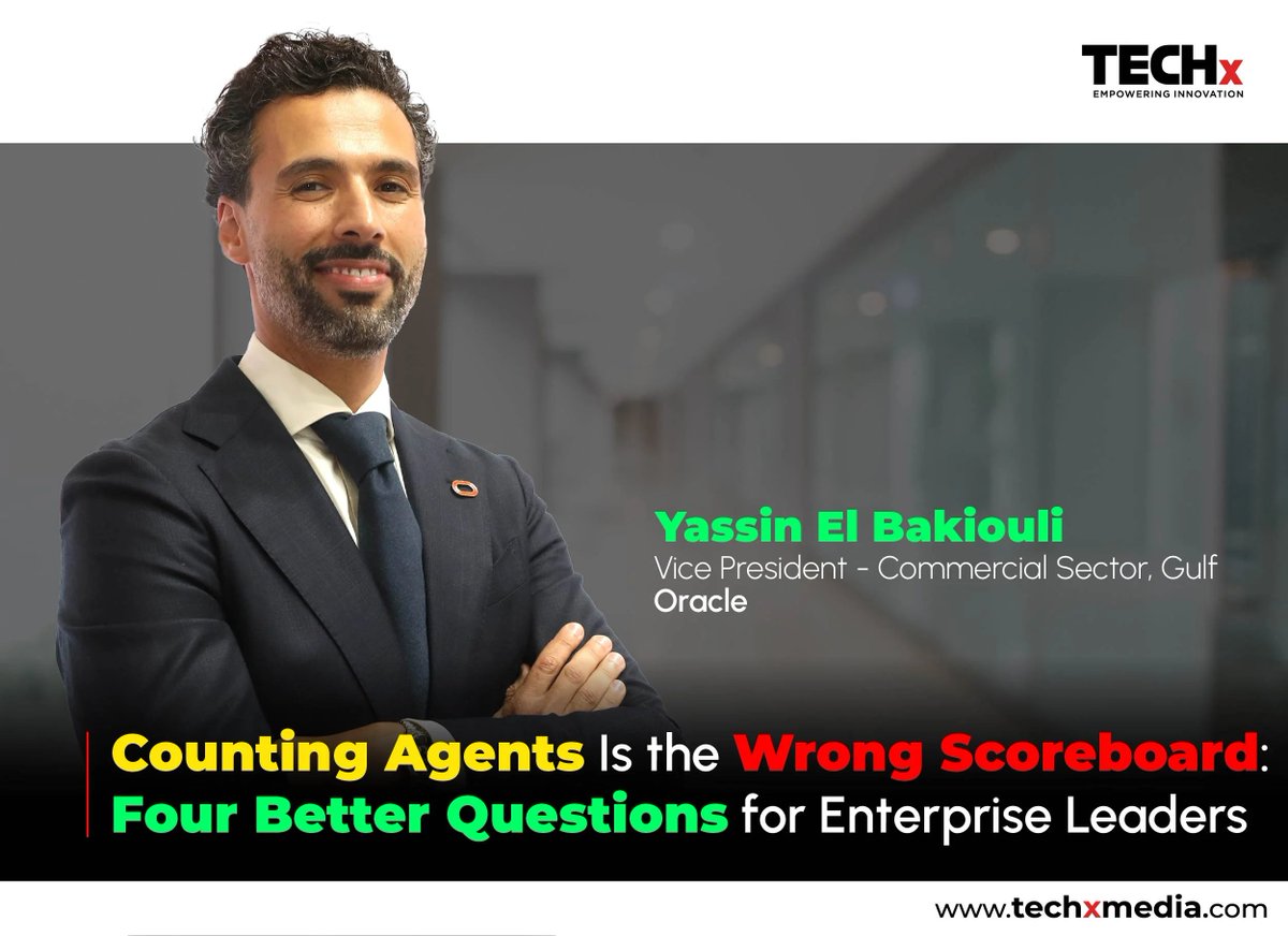 Sanjaykumar009's tweet photo. Stop counting AI agents. Start measuring outcomes. The real value of agentic AI lies in execution, enterprise context, and coordinated action.

@Oracle_ME VP Yassin El Bakiouli shares insights with @TECHxMediaUAE: https://t.co/UOFnC8Ylzh https://t.co/AM9oHVFeyl
