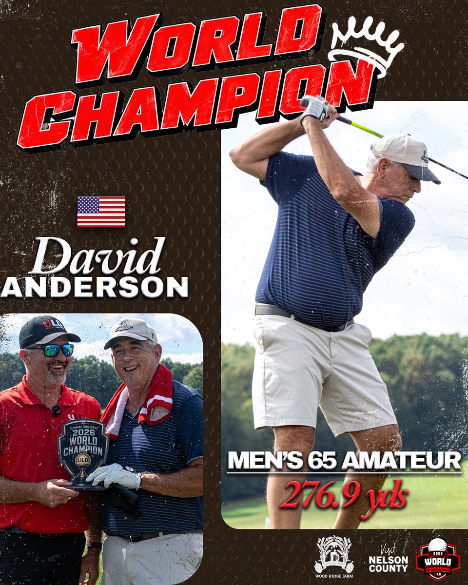 ULDChampionship's tweet photo. David Anderson is your Men’s 65 Amateur & Pro 2026 World Champion🏆🇺🇸
#ULD #ultimatelongdrive https://t.co/jt0OMq19hU