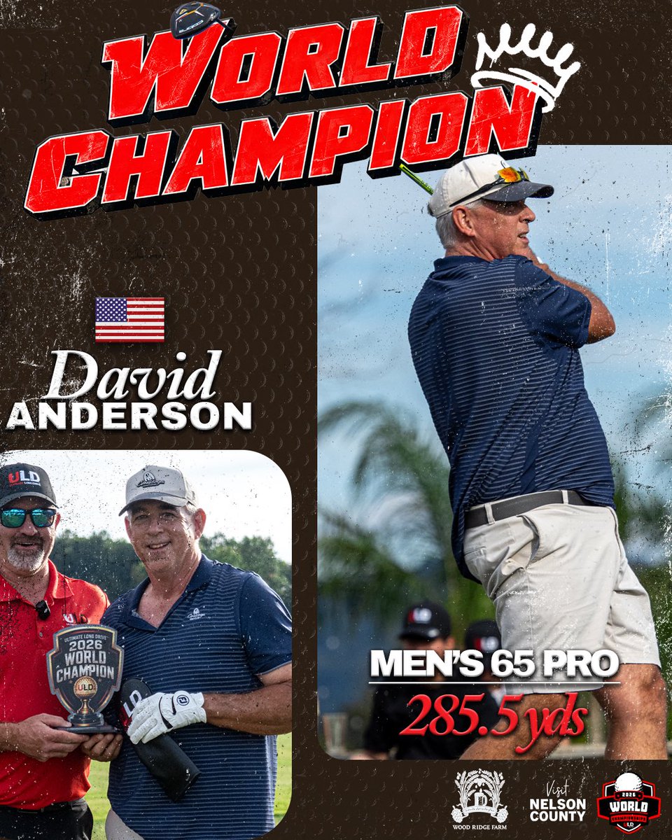 ULDChampionship's tweet photo. David Anderson is your Men’s 65 Amateur & Pro 2026 World Champion🏆🇺🇸
#ULD #ultimatelongdrive https://t.co/jt0OMq19hU
