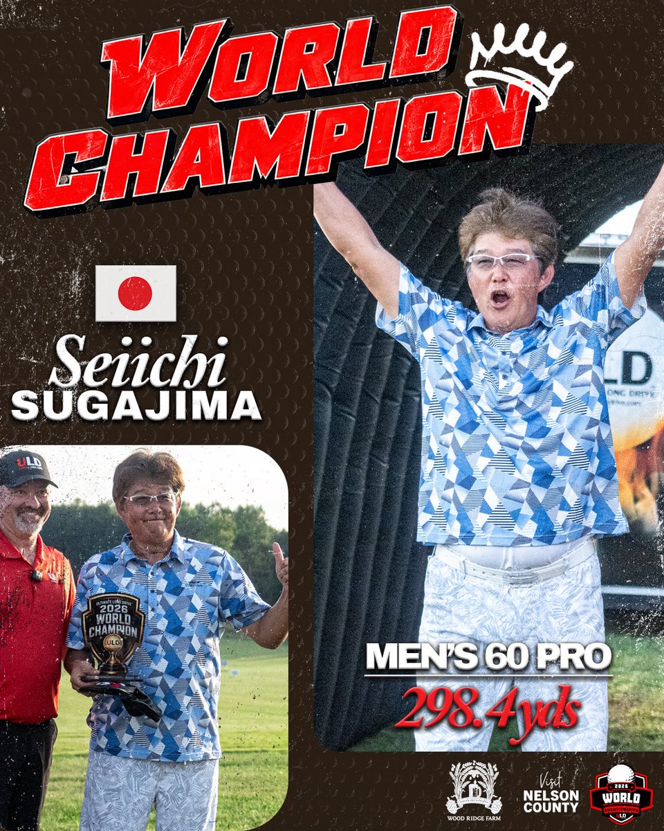 ULDChampionship's tweet photo. Seiichi Sugajima is your Men’s 60 Pro 2026 World Champion🏆🇺🇸
#ULD #ultimatelongdrive https://t.co/4bVnQ61LI5