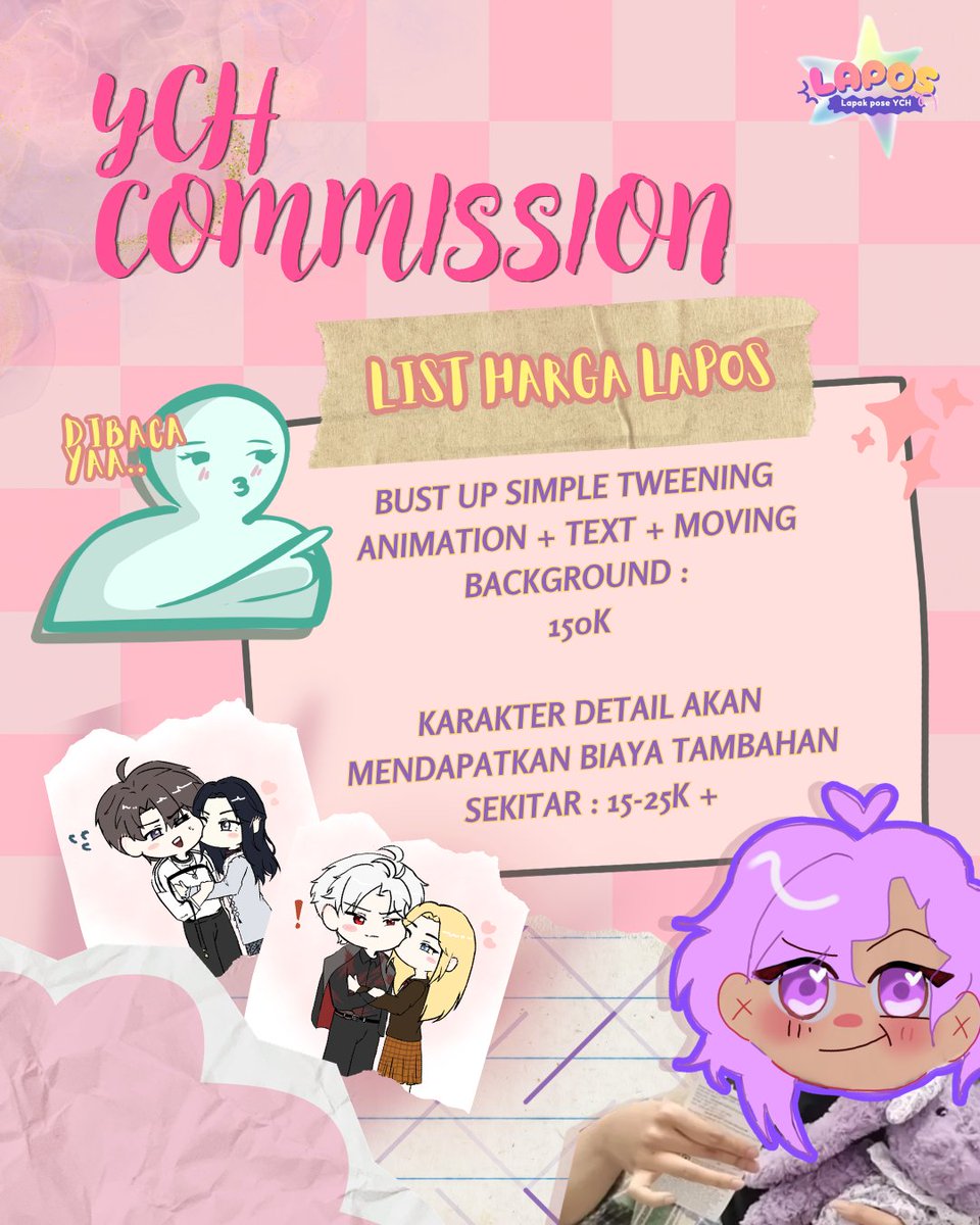 Laposofficial's tweet photo. Lapos officially open 
Animation meme Commission✨💌
~Dibuat dengan cinta oleh kami mahasiswa animasi yang sedang mengerjakan tugas kewirausahaan~

Sample > TOS > pricelist> How to order

Your support will be much appreciated Follow,Like,RT 
Thank you 💌
#YCH #commissionopen https://t.co/kRJcb6wZHy