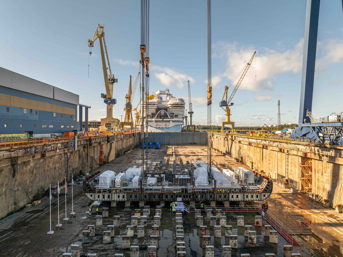 HookedCruising's tweet photo. Big news from Turku: Royal Caribbean just laid the keel for its fifth Icon-class ship. Five confirmed, with a sixth in 2029 and a seventh in 2030. The Icon era is nowhere near over. https://t.co/XRNYY7m1O8