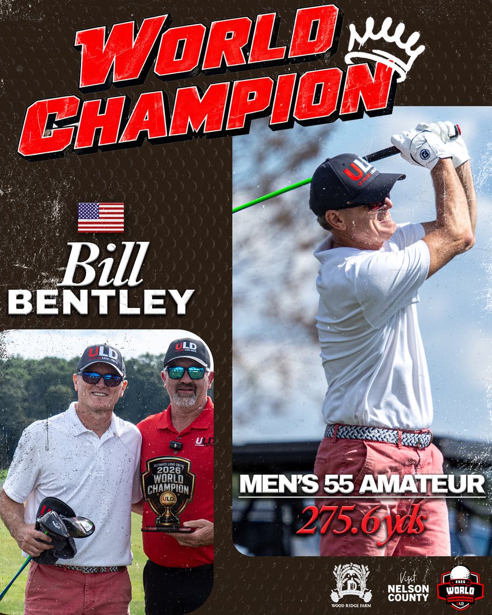 ULDChampionship's tweet photo. Bill Bentley is your Men’s 55 Amateur 2026 World Champion🏆🇺🇸
#ULD #ultimatelongdrive https://t.co/BAZlP47oEH