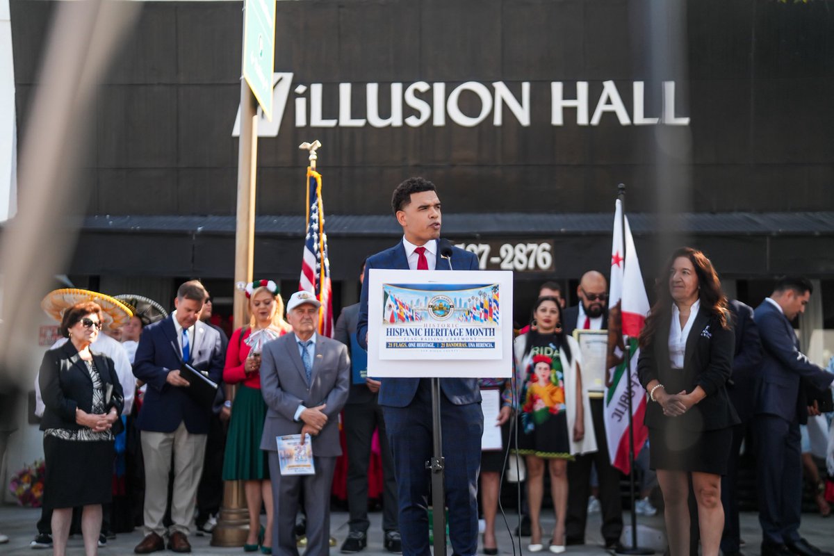 shaneharrisnow's tweet photo. Today we made history. Hoy hicimos historia. 

For the first time in San Diego County and at my direction, 21 Hispanic heritage flags were raised together in one ceremony — one by one, with a ceremonial bell honoring each heritage. 21 banderas. 21 momentos. Una herencia. 🔔

As an Afro-Latino with Puerto Rican roots, this moment carried a special pride for me. Seeing our cultures, our histories and our people represented together was deeply personal. Mi cultura. Mi herencia. Mi orgullo. 🇵🇷❤️

What made today even more powerful was seeing state, regional and local leaders, consular and cultural representatives, business leaders and community voices come from near and far to stand with us. To every speaker and leader who showed up and shared in this historic moment — muchísimas gracias.

A special thank you to Chula Vista Mayor John McCann and Vicky Hernandez & Illusion Hall for creating space for this vision, and to Gomez Trial Attorneys and Peterson’s Donut Corner for helping us bring it to life.

This was bigger than flags. Esto fue representación, cultura, comunidad y orgullo.

What began as a vision is now history — and hopefully, the beginning of a new tradition.

21 FLAGS. ONE HERITAGE. | 21 BANDERAS. UNA HERENCIA. 

#hispanicheritage #chulavista #sandiegocounty #21banderas