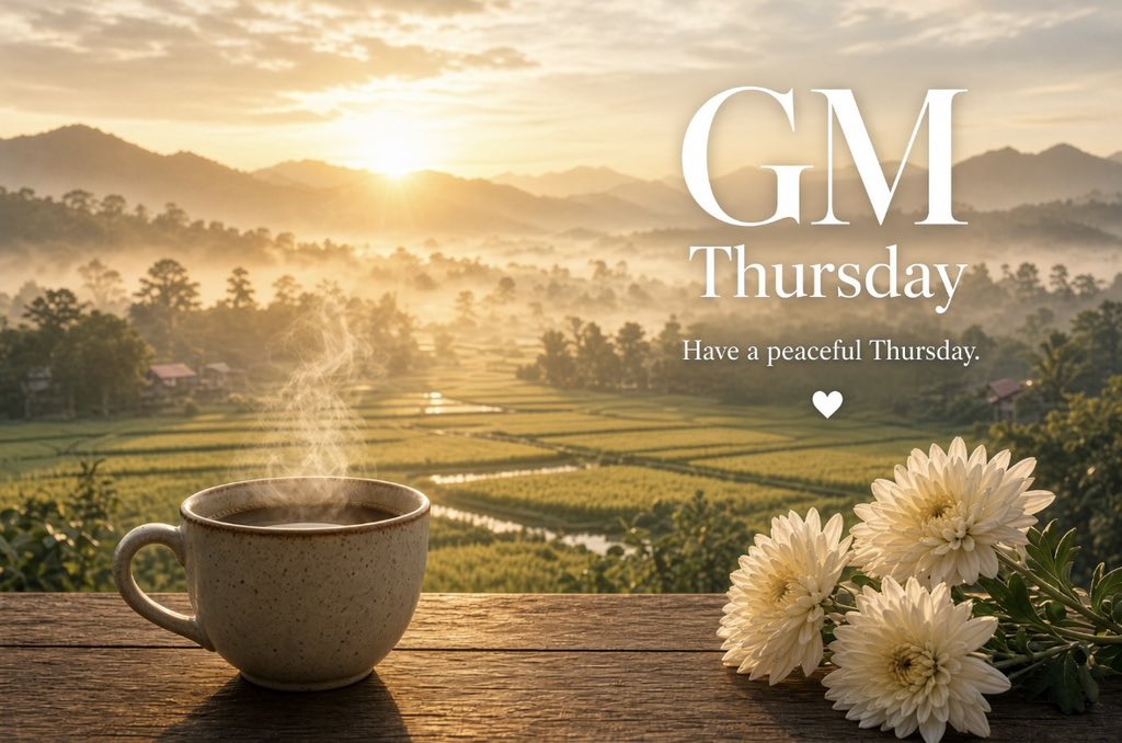 soichann0901's tweet photo. GM Thursday.
Đừng chờ cảm hứng. Bắt đầu từ hôm nay, từng bước nhỏ cũng là tiến lên.
Thursday không cần hoàn hảo. Chỉ cần bạn không dừng lại.

#gm #thursday #thu5 https://t.co/qv6G8DzeSg