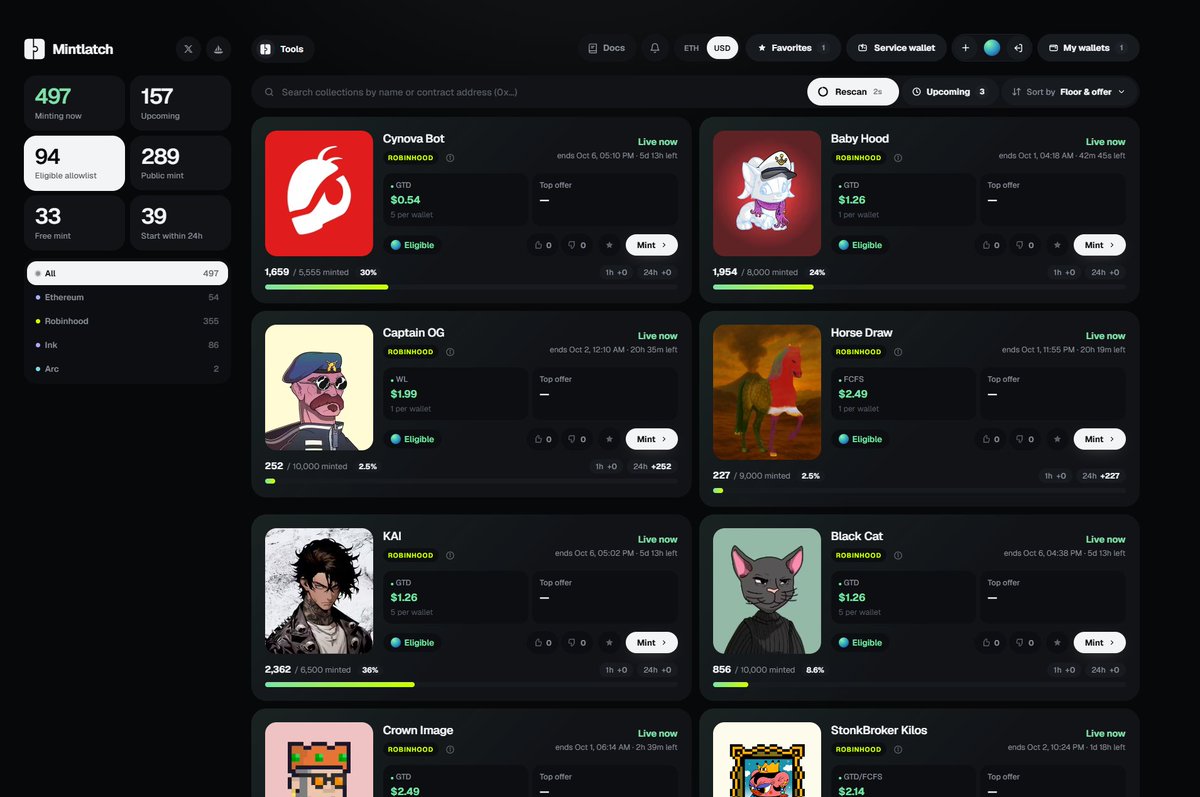 mintlatch's tweet photo. Mintlatch is live.

Every NFT mint on Ethereum, Robinhood, Ink and Arc in one place. See which allowlists your wallets are on, get pinged when your stage opens, mint in one tap or automint the second it goes live.

Docs: https://t.co/6BHX8Klh9Q
Pass: https://t.co/9ODjDbKA6E https://t.co/AR5mJlgKic