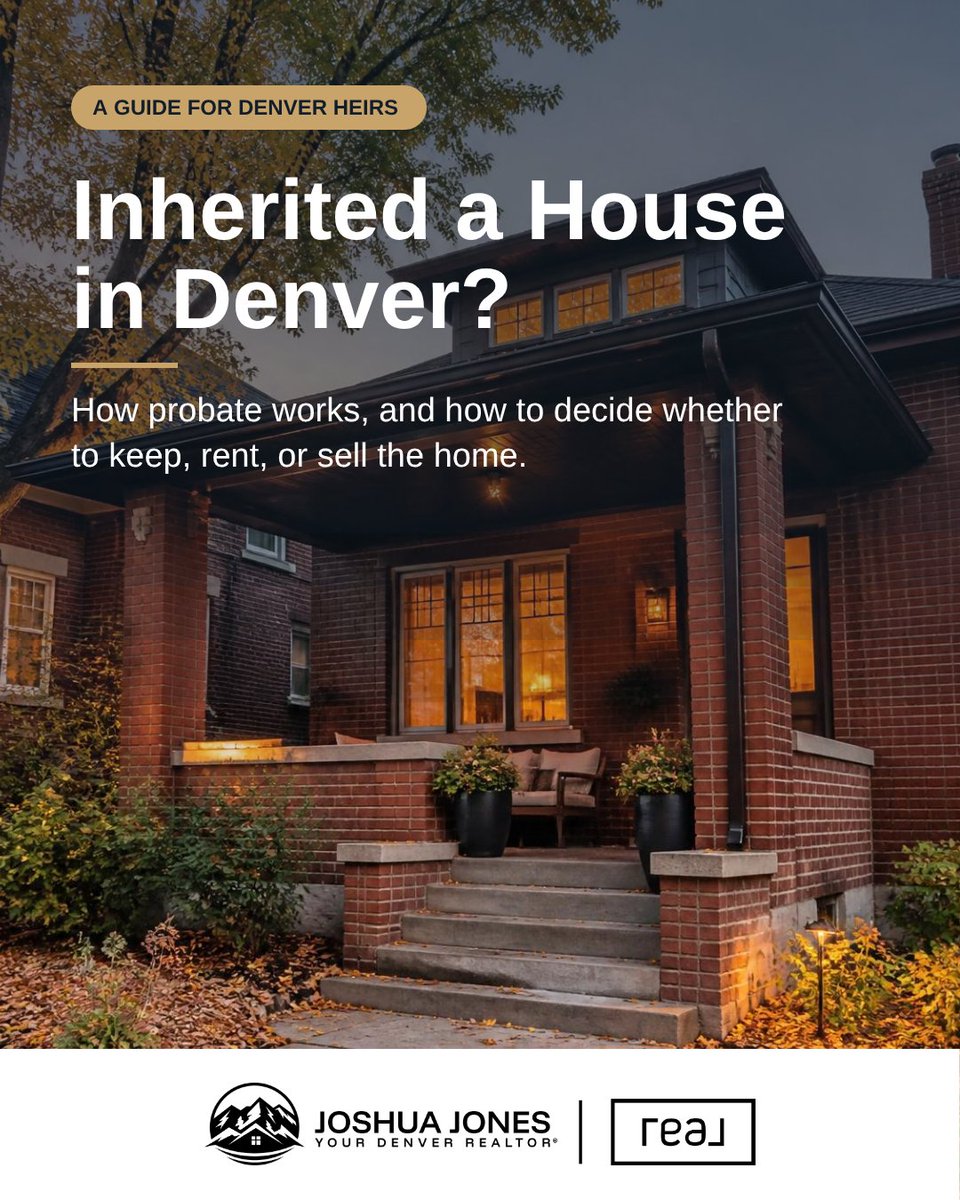 JoshuaJonesCO's tweet photo. Inherited a Denver home? Colorado's small estate affidavit can't transfer a house, and Denver has its own probate court. What heirs should know:

https://t.co/W25HXsUin8

#DenverProbate #InvestInYourFuture #RealBroker #YourDenverREALTOR #JoshuaJonesRealEstate #JoshSellsDenver https://t.co/EqUjKVVJvS