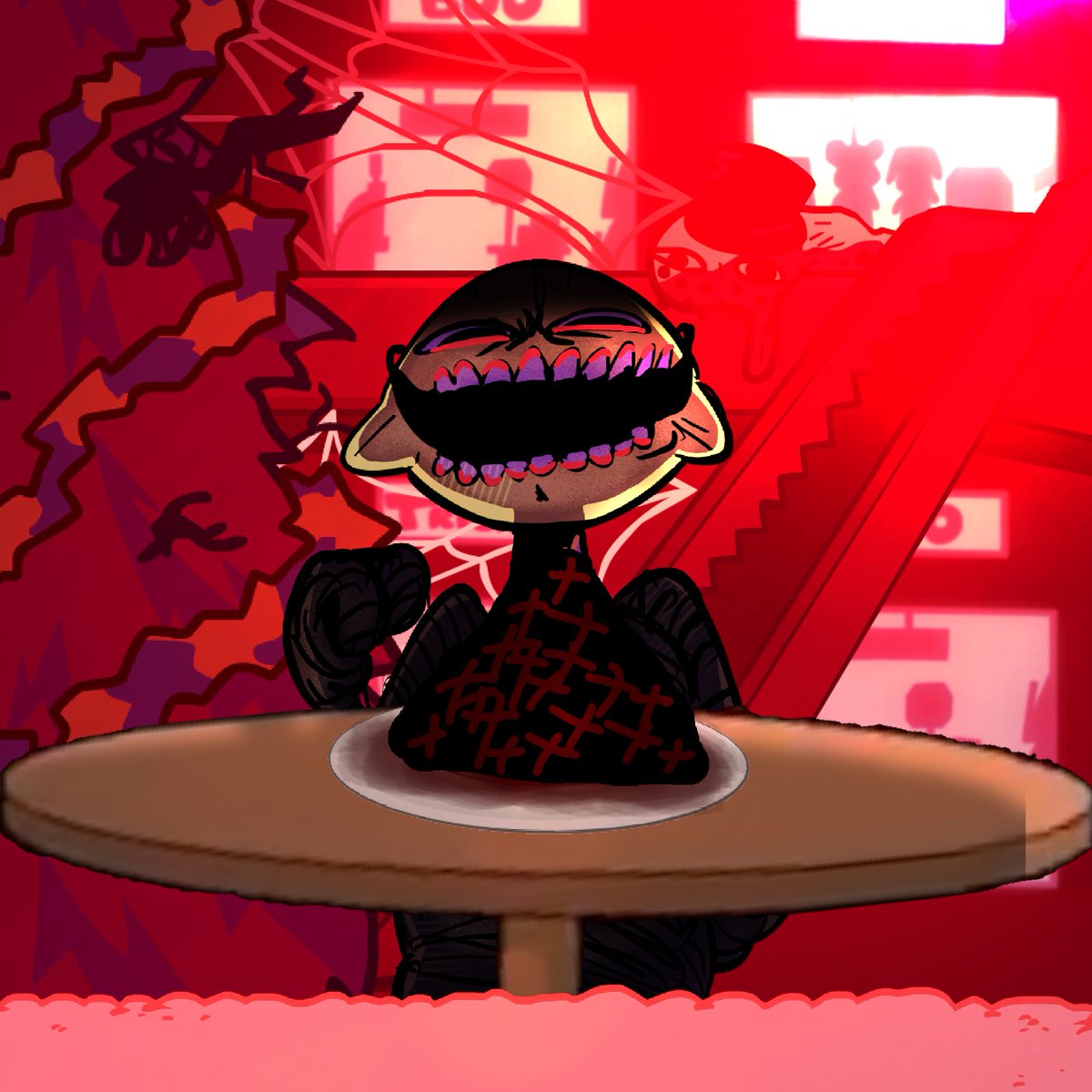 FNF_M0NST3R's tweet photo. “Oh! Hello new guests! I just wanted to inform you on what had happened to the previous owner, he was an amazing guest~” https://t.co/PXfoxKKzjA