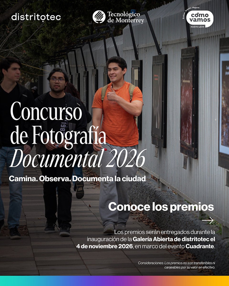 distritotec's tweet photo. 📸 Tu mirada puede llegar a la Galería Abierta distritotec… ¡y llevarse premios!

En el #ConcursoDeFotografíaDocumental2026, tu fotografía puede formar parte de una exposición en el espacio público y, además, ganar premios de negocios locales.

🔗 https://t.co/cwI7mJipI5 https://t.co/w84sb5Kq7d