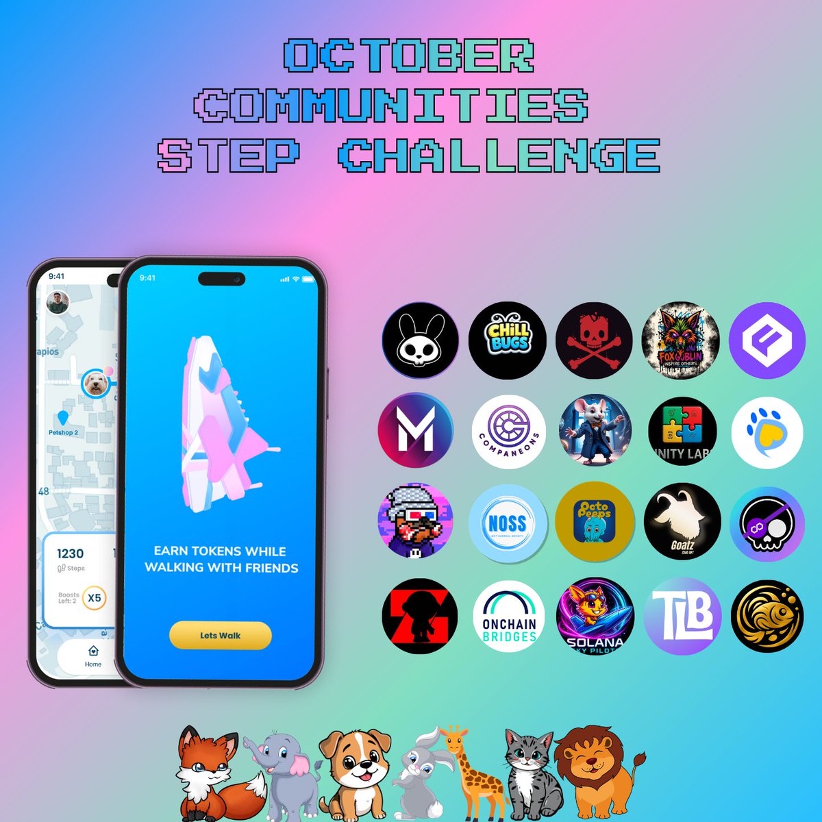PawpularApp's tweet photo. 🐾👟 The October Step Challenge Is LIVE! 👟🐾 

🏆 150+ Rewards
🥇 Top 25 Walkers WIN!

Grab your furry friend, track your daily steps and compete alongside our amazing community of pet lovers. Whether you’re chasing the top spot or building healthier habits with your pets, every step counts! 🐕🐈🚶

🎉 Welcome, new partners:
 💰MUD
🎎RugDollz

How to Join:
✅ Download the PawPular app: https://t.co/gijHqPtSGR
✅ Walk daily and track your steps
✅ Join the October Challenge: https://t.co/oNVmKM1XjF
✅ Stay consistent and climb the leaderboard!

A huge thank you to all of our incredible partner communities walking with us this month! 🤝
@UnityLabs_Tech @OnchainBridges @OctoPeepsNFTs @cryptsocialclub @NftNoss @mentaversenft @ZombabieZ_nft @Companeons @solskypilots @UniFy_io @narrrf12345 @GoatzNFT_ @ShiniRealms  @FishnChipsgg @The_Life_Bomb @fox_goblin @TheChillBugs @MUDNFTs_ @RugdollzNFT 

🍂🐾 Start October strong, keep moving and make every walk count! 💪🏆

#pawpular #web3forgood