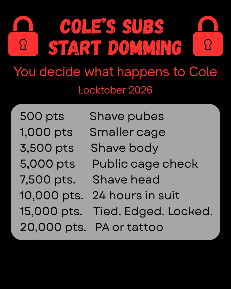 ColeCarterXxX's tweet photo. Locktober is officially starting, and I am handing over my keys to my followers and subscribers. Transform me into the best sub I can be 😵‍💫

Daily cage checks, lives, videos... nothing is off the table this month. https://t.co/X4NFn6hxpF