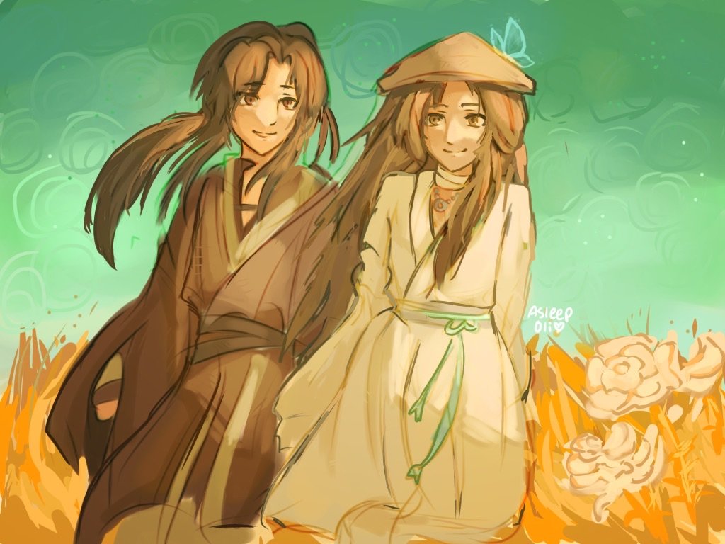 AsleepOli's tweet photo. silly hualian puqi village piece i made when i was first getting into tgcf awww aw #xielian #huacheng #hualian #tgcf #heavenofficialsblessing https://t.co/tMTXO60NqI