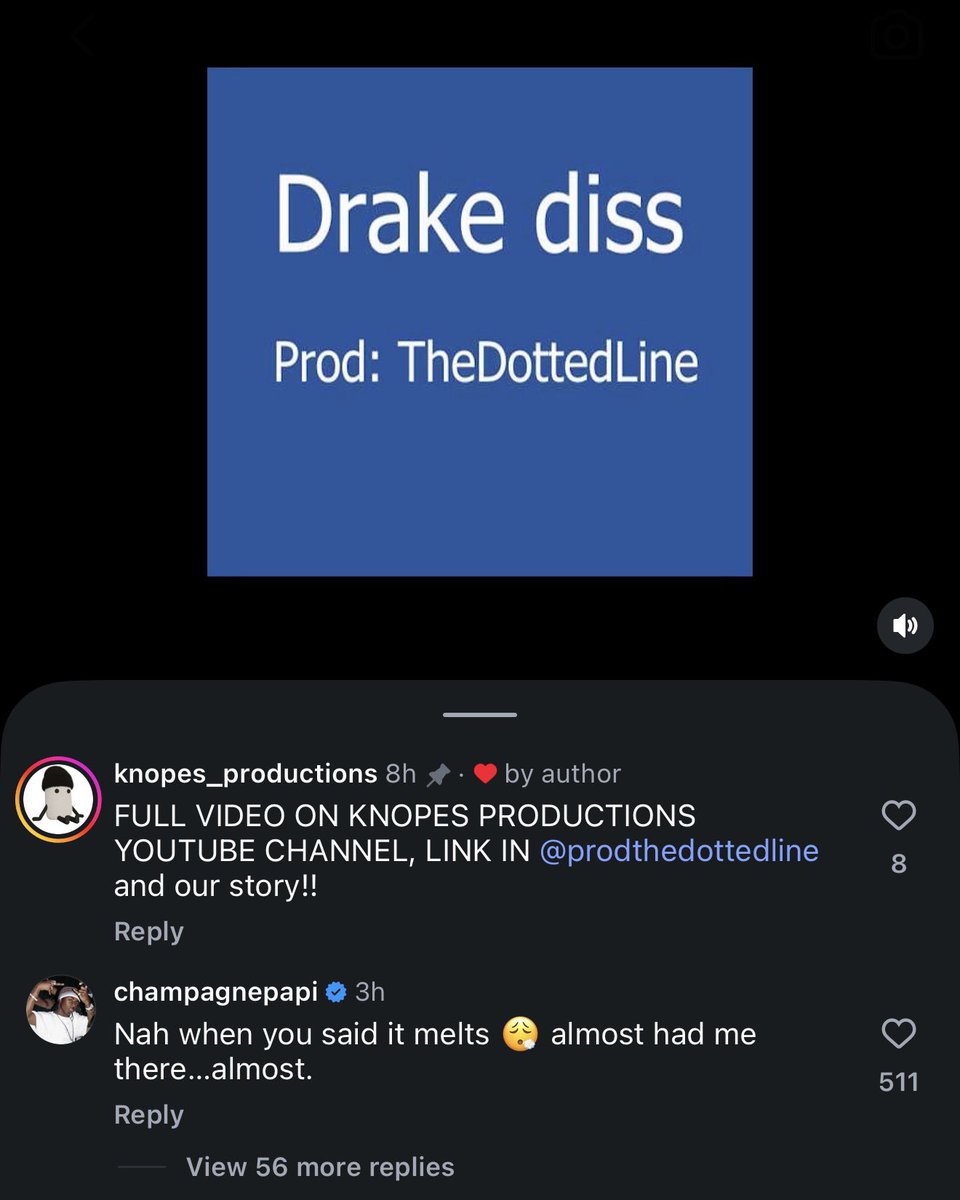 NightOwlsHQx's tweet photo. Drake has responded once again to Canadian rapper TheDottedLine after hearing his newly released diss track aimed at him 😂 

“Nah when you said it melts 😮‍💨...almost had me there….almost https://t.co/lxVqahC9Sj
