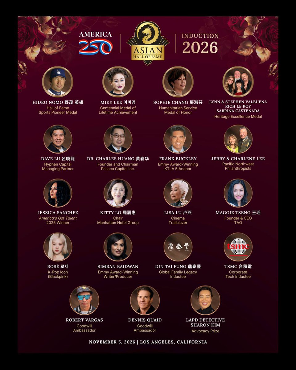 roseanneHQ_'s tweet photo. Congratulations, ROSÉ, on being honored as a 2026 Asian Hall of Fame inductee! This recognition is a testament to your exceptional talent, unwavering dedication and the profound impact you’ve had on the music and cultural landscape worldwide. We are incredibly proud of you.

#ROSÉ @numberoneHQ