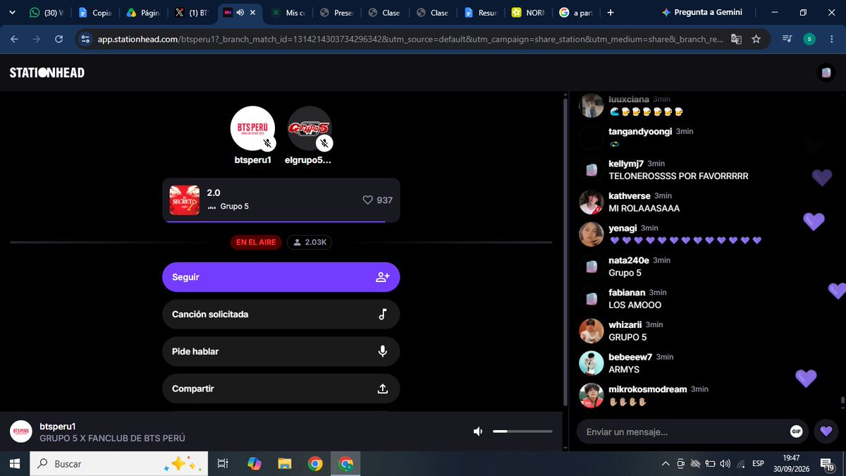 staaaa01364549's tweet photo. @bts_peru1 @elgrupo5oficial @Grupo5Christian Buenaa música por BTSxGrupo 5 #ROADTO7 @elgrupo5oficial @Grupo5Christian :)) https://t.co/8ySMljCj0W