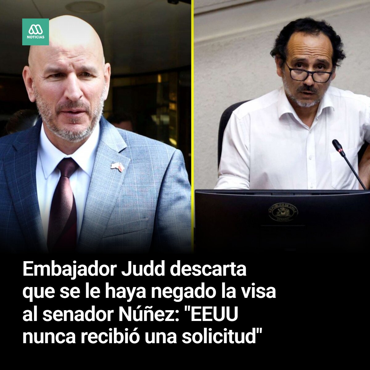 meganoticiascl's tweet photo. 🔴 Revisa en detalle los dichos del embajador Brandon Judd, quien descartó  que Estados Unidos le haya negado la visa al senador Daniel Núñez para asistir a una cita de Unión Interparlamentaria. https://t.co/dGODrdCf6e