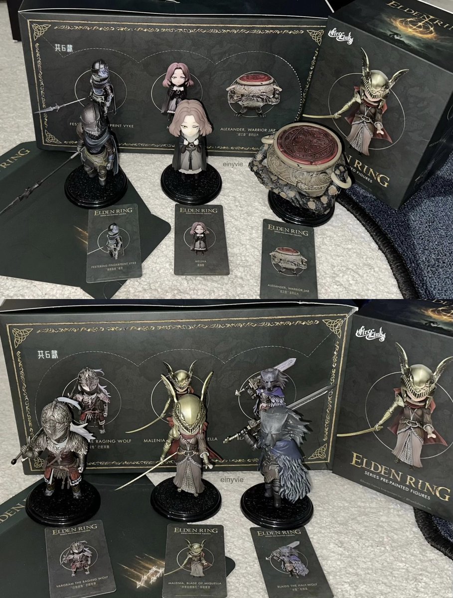 einyvie's tweet photo. my complete set of the elden ring blind boxes https://t.co/Yo5AGGA5Bs