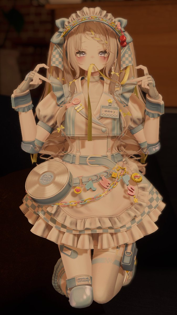 VRC_Sena's tweet photo. 流行りのダイナーみるふぃちゃんに着せたのVRで見せてもらったんですけどめちゃかわいかった https://t.co/YkaiPoLvAf