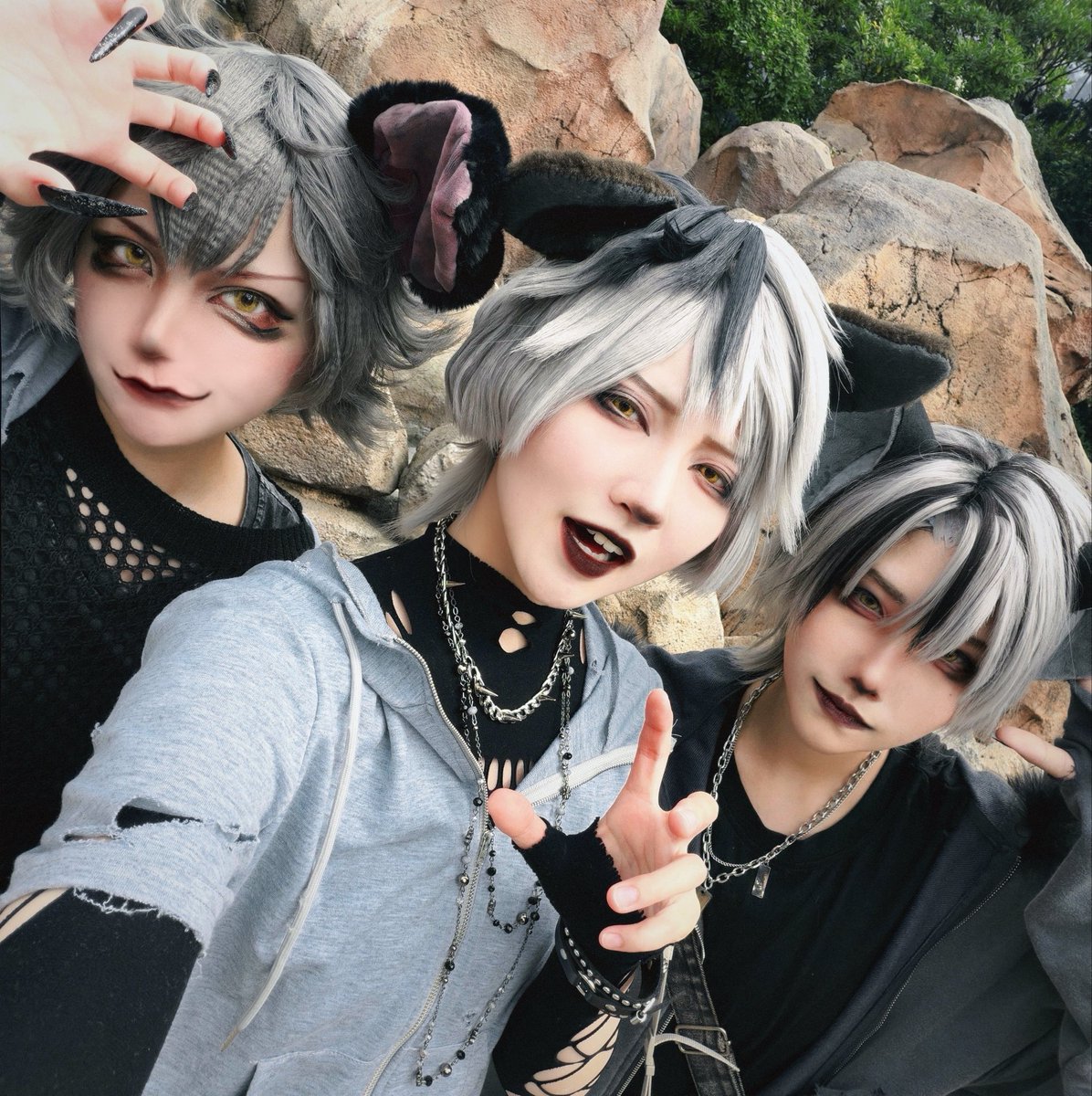 ao00_ll's tweet photo. ※擬人化
念願のハイエナできてめちゃんこ嬉しかった~！！🩶🦴

#Dハロ仮装 
#Dハロ仮装2026

ｼｪﾝｼﾞ@muu_kashikomari 
ｴﾄﾞ@Ito__1110 
ﾊﾞﾝｻﾞｲ@ao00_ll https://t.co/kTTZnEgMMC