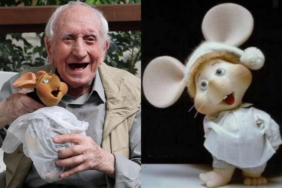 AquiEstaSV's tweet photo. #Espectáculos | Fallece a los 100 años Peppino Mazzullo, actor italiano y voz original de Topo Gigio. Su interpretación del entrañable ratoncito marcó a varias generaciones y dejó una huella en la historia de la televisión. https://t.co/Fum9FmPVQJ