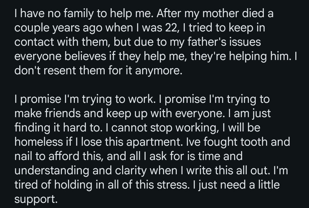 chaichne's tweet photo. I always feel so pathetic and awful writing things out but I am so alone right now it's horrifying https://t.co/7Yfaw64E9P