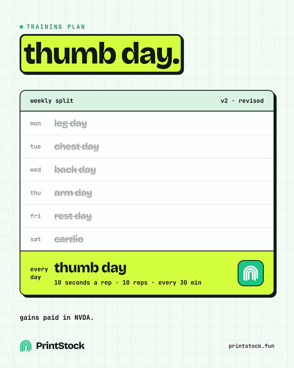 printstockonrh's tweet photo. It's thumb day. Are you $PRINT'ing?

https://t.co/fBRhTg4mTG https://t.co/bErTwIwtpc