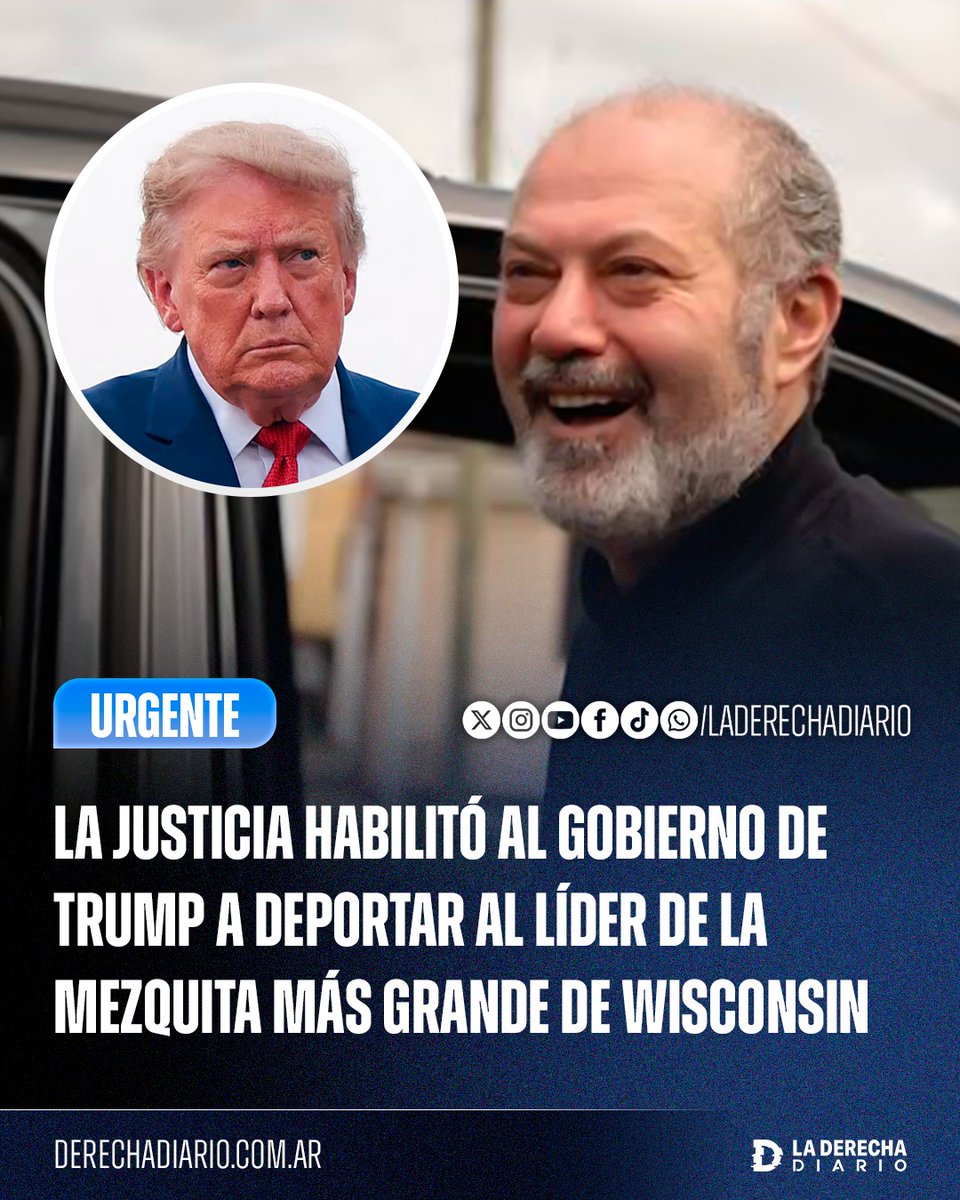 laderechadiario's tweet photo. 🚨🇺🇸☪️ | SE CELEBRA: La Justicia de EEUU autorizó al Gobierno de Trump a deportar al islamista y líder de la mezquita más grande de Wisconsin, Salah Sarsour, tras el recurso presentado por su abogado debido a su detención por representar una amenaza a la seguridad nacional. https://t.co/dJGaHtpuKg