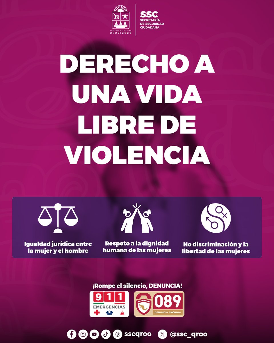 SSC_QROO's tweet photo. ¡Rompe el silencio! ✋🏼

Tod@s tenemos derecho a una vida libre de violencia; llama a la línea del 911 en caso de que lo necesites.

#ServiryProteger https://t.co/jUmELS3Pbt