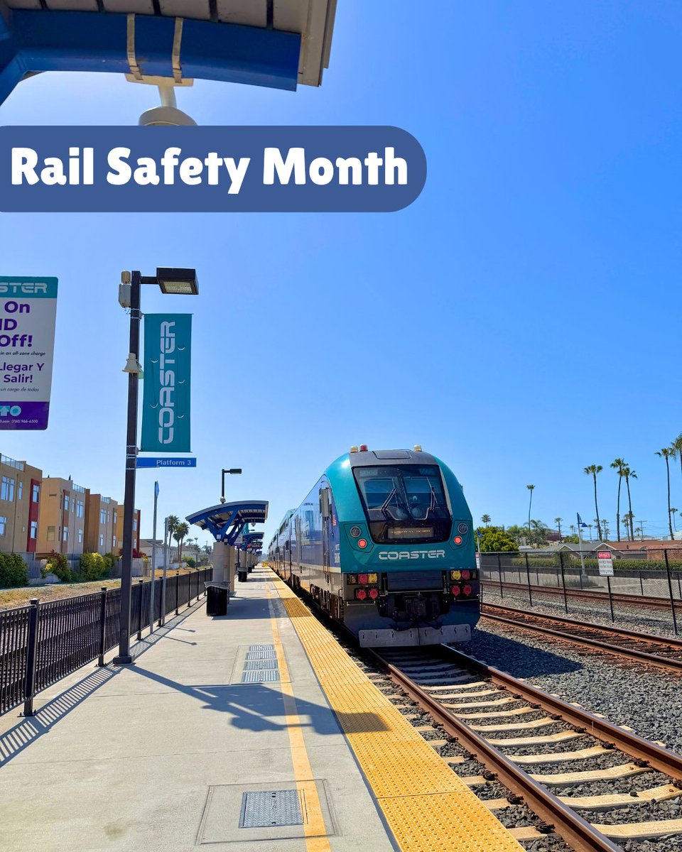 GoNCTD's tweet photo. As Rail Safety Month comes to a close it is important to remember:
▪️If you see tracks, always assume there is a train coming
▪️Cross tracks only at designated pedestrian or roadway crossings, look both ways
▪️Always listen for any sounds of an approaching train before crossing https://t.co/VOhChms3El