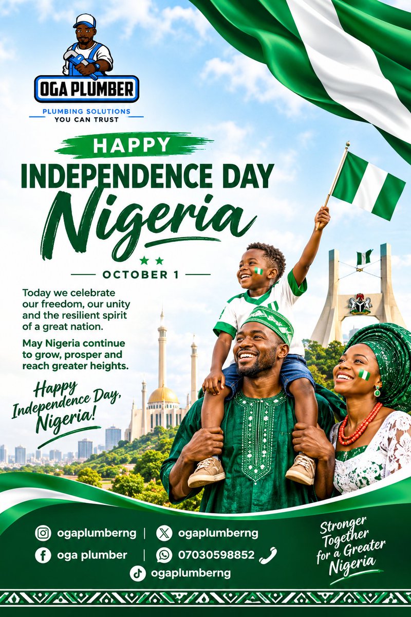 ogaplumberng's tweet photo. Happy 66th Independence Day Anniversary Nigeria. From all of us @ogaplumberng
.
.
.
.
#plumbing
#plumber
#plumberinlekki
#plumbingservices
#plumberinlagos https://t.co/6eG5mJmUtS