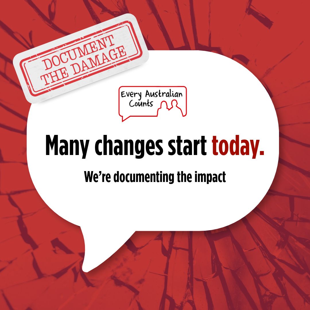EveryAustralian's tweet photo. Document the damage.

Funding changed? Supports lost? Participation affected? New barriers?
We need the evidence.

📣 Share what’s happening: https://t.co/wlyiBm9rLo

#ProtectOurNDIS https://t.co/Z78OeZi95N