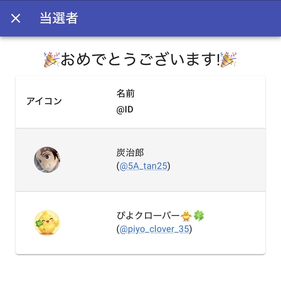 aito_niku's tweet photo. 🎉✨当選発表✨🎉

🤝コラボ企画
お腹痛い太郎さん
@onakaitaitro

🍖肉の日 第3弾
炭治郎さん @5A_tan25
ぴよクローバー🐥🍀さん @piyo_clover_35

ご当選おめでとうございます🥳🎁💕
DMお送りします📩✨

ご参加ありがとうございました🍖💖 https://t.co/qEtNEPcDeD