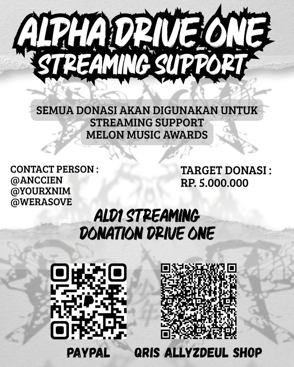 AllyzdeulShop's tweet photo. Hallo ALLYZ! ✨

Kami dari ALLYZDEUL mau menyampaikan sedikit update terkait saldo donasi dan project selanjutnya.

Melihat tracking MMA yang berakhir bulan depan, dan meskipun poin kita masih unggul, gap-nya belum terlalu jauh, kami berencana membuat Project Streaming untuk meningkatkan ULs melon. 

Donasi akan dibuka 1 Oktober - 7 Oktober dengan target sebesar Rp5.000.000

Gform: https://t.co/lvYxymyKWG

Target ini bisa saja meningkat menyesuaikan jumlah volunteer streaming yang ikut.

Selain donasi, kami juga membutuhkan VOLUNTEER STREAMING untuk membantu project ini, bisa hubungi kami melalui DM jika berminat menjadi volunteer. Jadi buat yang belum bisa berdonasi, kalian tetap bisa ikut berkontribusi dengan menjadi volunteer 🤍