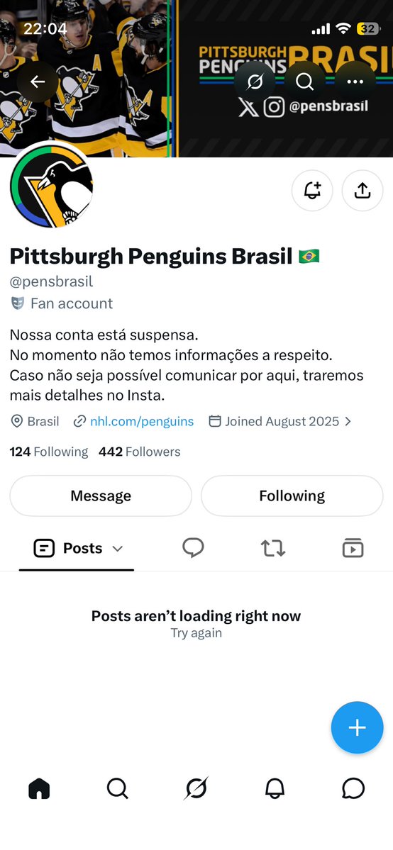 murilocfn's tweet photo. @pensbrasil De tempos em tempos a conta não tem como ver os posts quando clica no perfil https://t.co/Gd2lUxRuqC