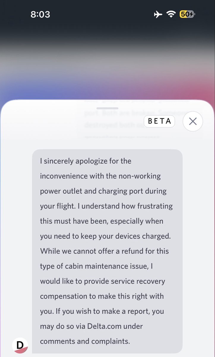 AxelWells's tweet photo. @Delta has a customer experience problem that has been going on for years. When you want to report a problem, they put the work on you. Something is very wrong with this customer experience in a recovery conversation. #cxproblems #deltaairlines https://t.co/brqerW9fX9