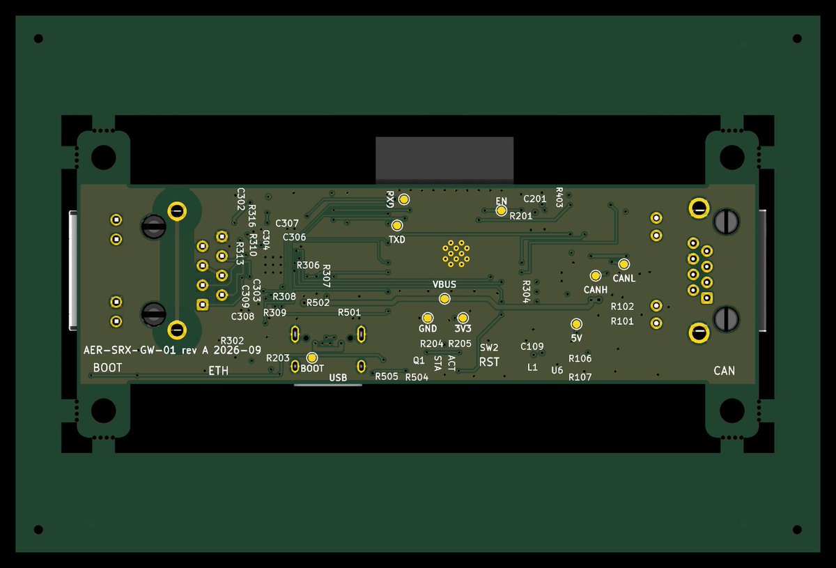 42Ohms's tweet photo. Little CAN to Ethernet data logger designed end to end by @AnthropicAI Opus 5.5 with the KiCad MCP.  😳 https://t.co/FkObwVdbGB