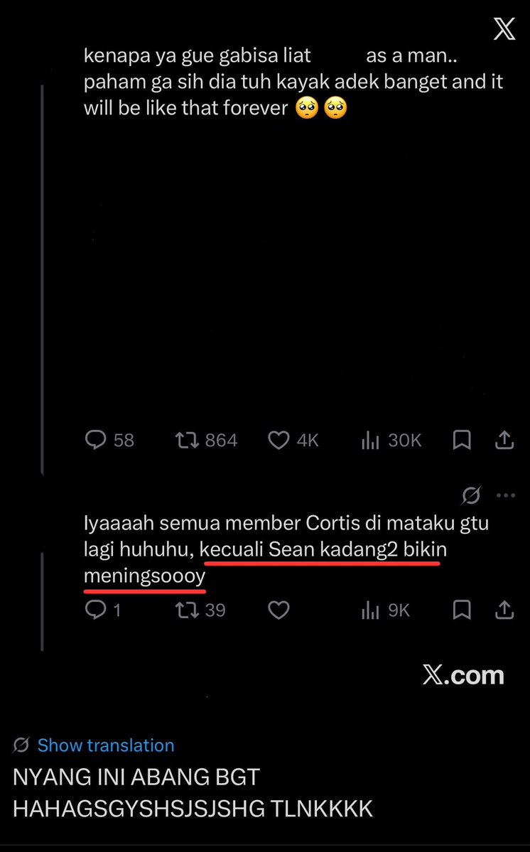 freakdore's tweet photo. Sebenernya pd paham kgk sih yang dipermasalahin? ya ini akibat misstranslate, coer nih mandang eyan abang abangan tp gak mandang dia maknae jg dan seenaknya men-sexualizing dia padahal dia masih minor dan umurnya sama ky maknae. https://t.co/H86WSiwUhw
