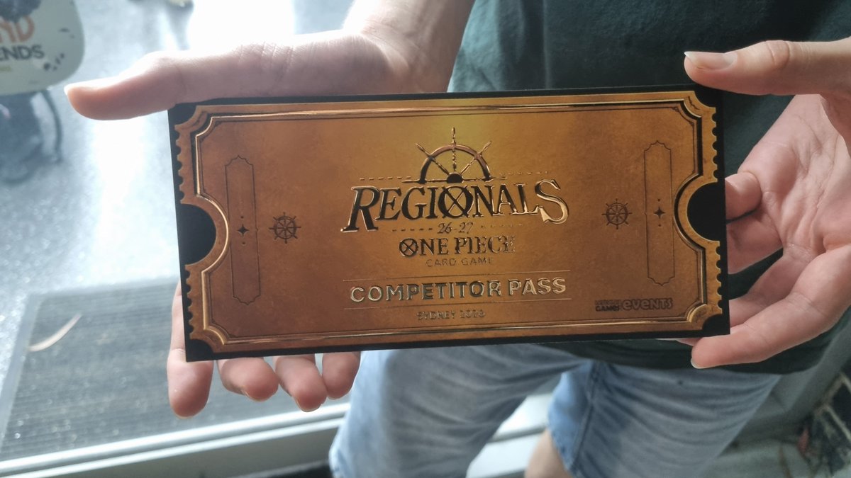 ToughGaloot's tweet photo. TO for the Sydney regional in Nov gave entry tickets to LGSs across 🇦🇺 as prizing for local events.

Literal ✨️golden✨️ tickets.

Honestly, such a great idea considering tickets sold out in under a minute. Gives players a chance to get in and also a unique prize!

#optcg https://t.co/p86S6YIgHj