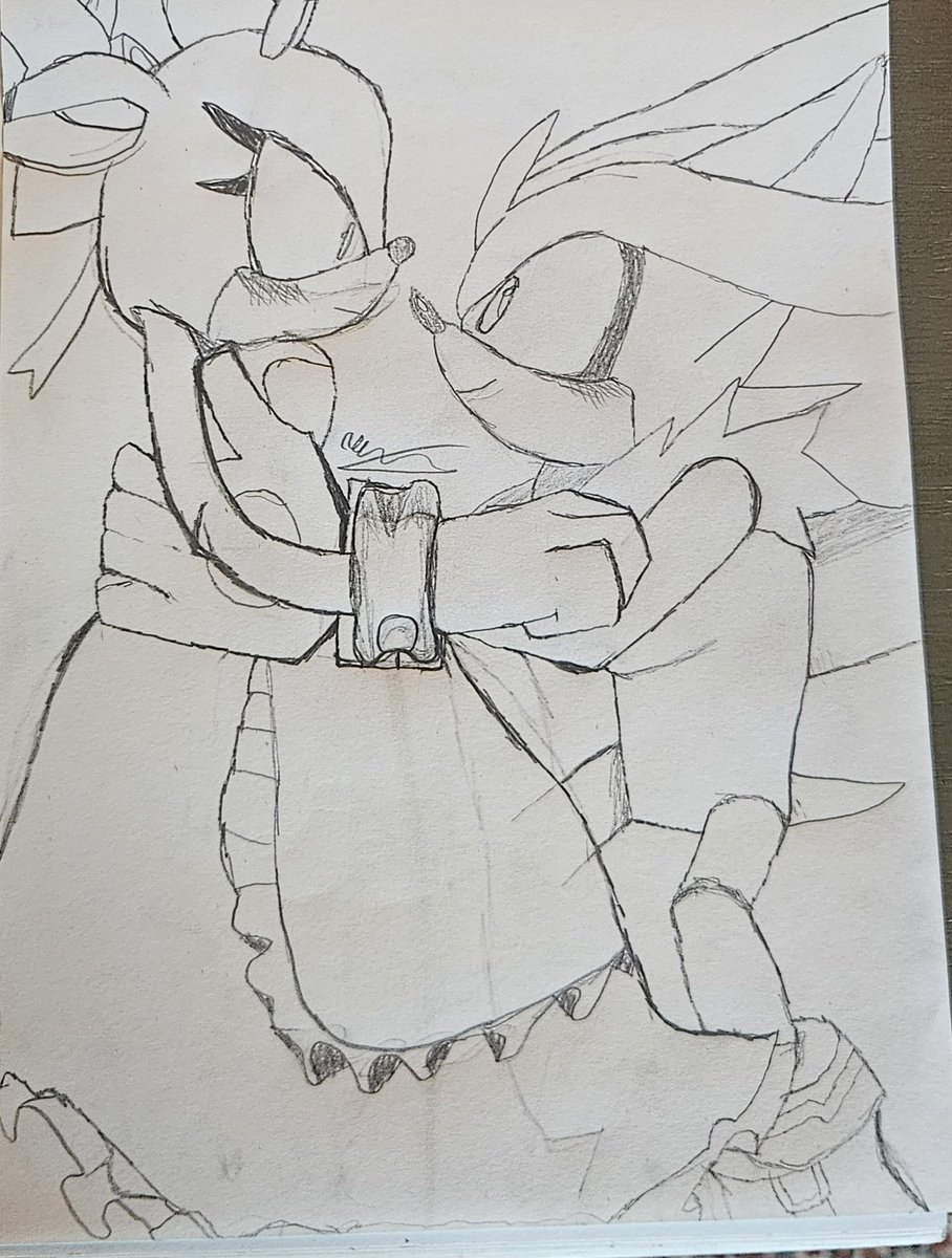 TheTrueCreatorX's tweet photo. It took awhile to get back in the groove of drawing, but I finally drew #Silvapple art properly! (unlike my first art piece)

By yours truly of course, enjoy!!🤍🤎
#SilverTheHedgehog
#DappleTheDoe
#SonicTheHedgehog https://t.co/fvULBev1OJ
