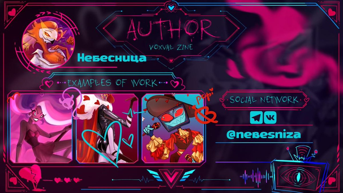 SharkOfficeTeam's tweet photo. 🌟 A new showman steps onto the stage, ready to win over many more sinners...

And it's Nebesnitsa! ✨
_____________________________________
#VoxVal #Staticmoth #Vox #Valentino #Voxvalzine #zine #hotelhazbin https://t.co/uHTvRni2A3