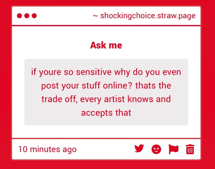 shockingchoice's tweet photo. because it’s my art work? I’m allowed to be upset at people for using my own creations😭 srry i’m not the most perfect sweet artist for you but i’m gonna speak up when shit bothers me https://t.co/UDsJYr3u1v