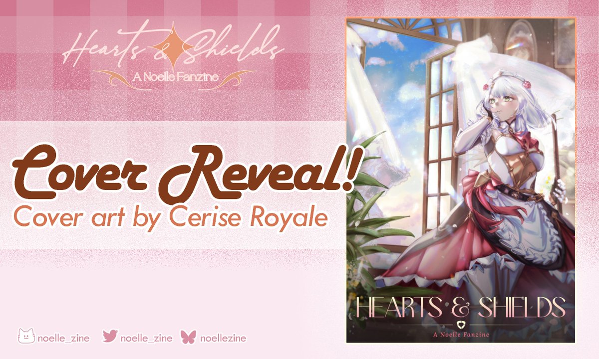 noelle_zine's tweet photo. Time to reveal Hearts and Shields' cover! 🌹

We are so excited to have the cover illustrated by the talented @CeriseRoyale! You can reserve your early copy TODAY using our donation form below ✨

#GenshinImpact #ノエル https://t.co/bFhlVzvKdI