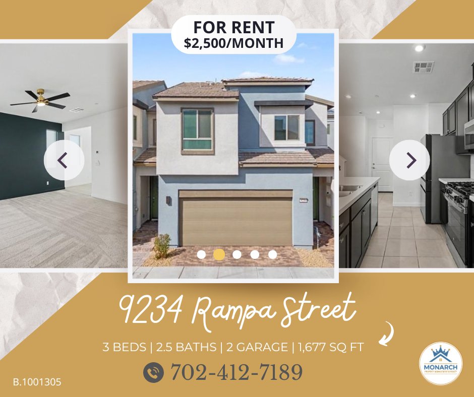 mgm_monarch's tweet photo. 🏡 YOUR NEXT HOME COULD BE HERE!

📍 9234 Rampa St.
🛏️ 3 BD | 🛁 2.5 BA
📐 1,677 Sq. Ft. | 🚗 2-Car Garage
🏊 Gated community + pool
💰 $2,500/mo

📞 702-412-7189

#LasVegasRentals #ForRent #MonarchPM https://t.co/UbKi5mO27f