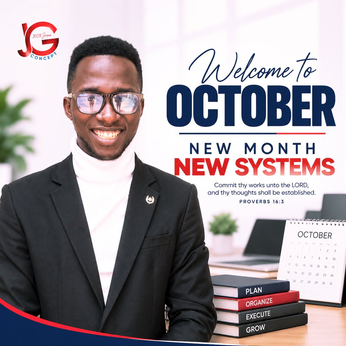 concept_jg8940's tweet photo. New month. New goals. But are you still using the same systems that frustrated you last month?

October is a chance to review, improve, and rebuild.
Better goals need better systems.

And above the planning:
“Commit thy works unto the LORD.” Proverbs 16:3

Plan. Improve. Execute. https://t.co/6lOBH4n3gl