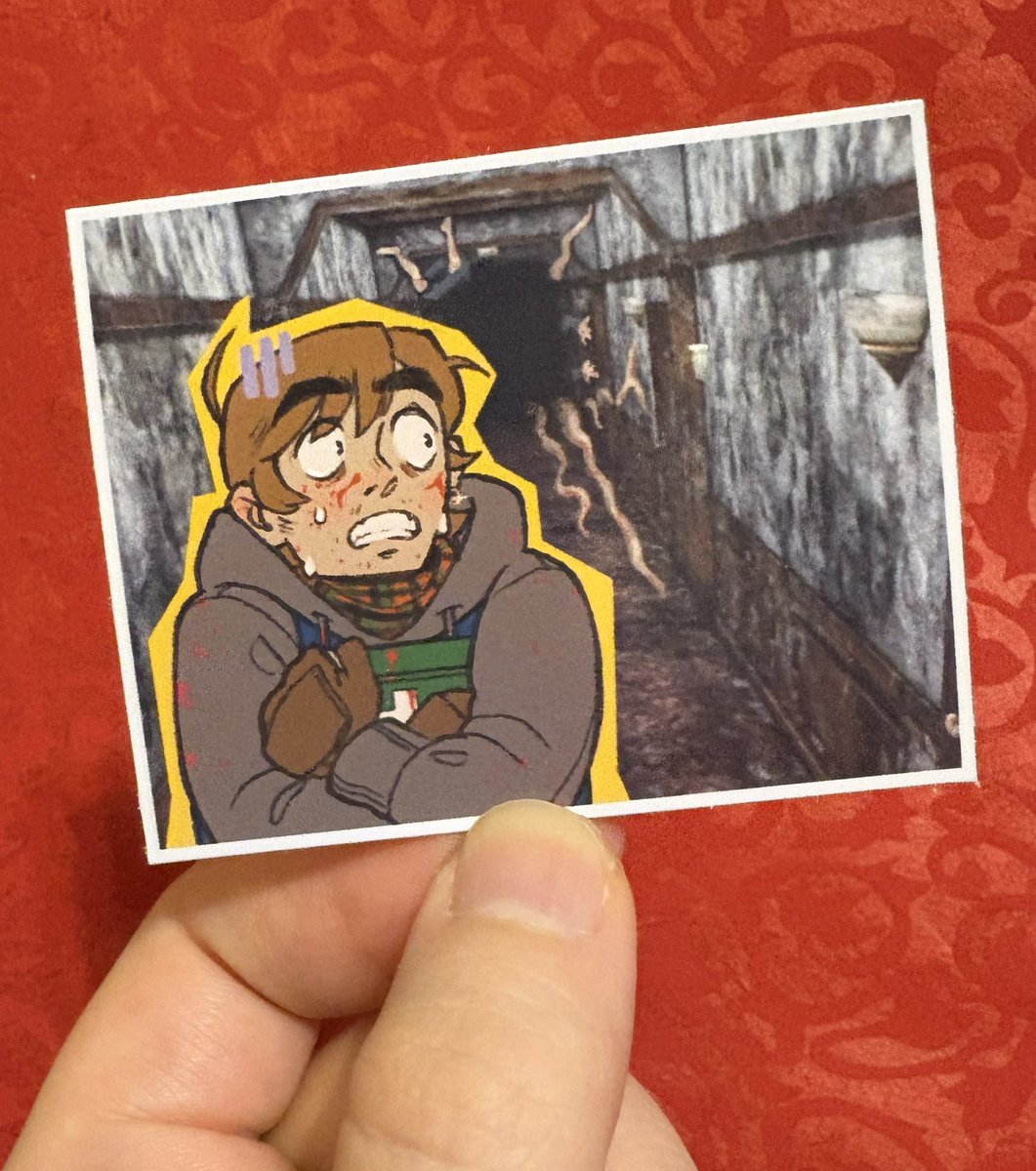 hexadonis's tweet photo. fuck it. bryan in the silent hill hallway sticker done #ResidentEvil https://t.co/2VFkMUdWjv